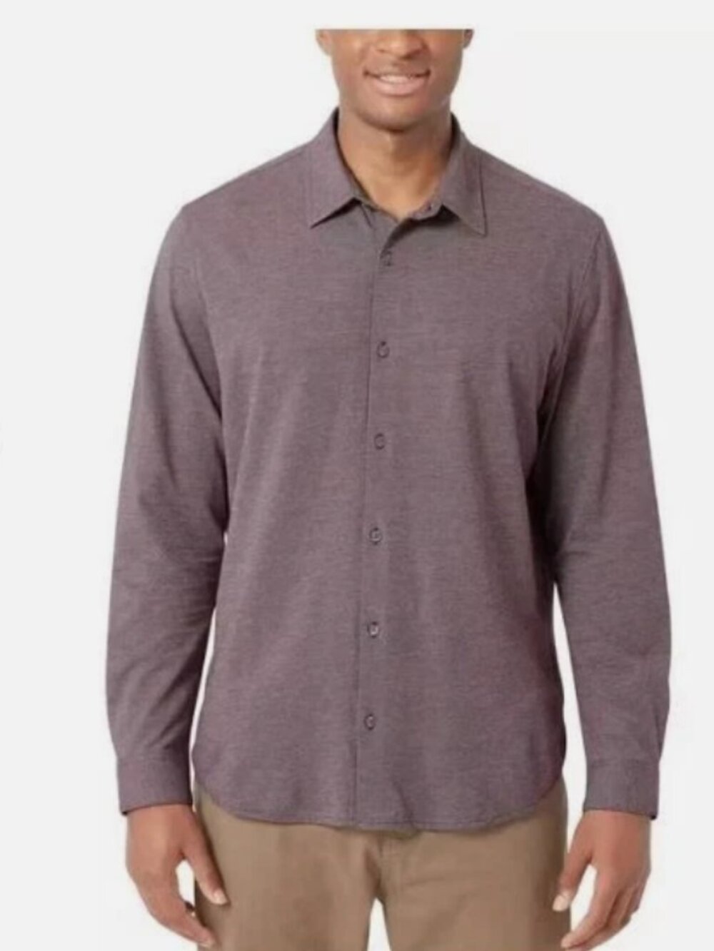 DKNY Men's Long-Sleeve Button-Down Shirt in Dusty Plum Purple Medium